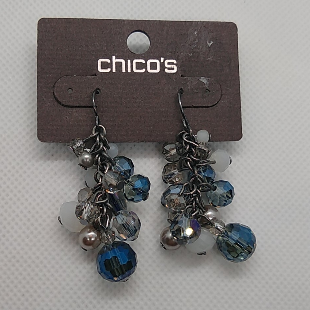 Chico's silver beaded dangle earrings